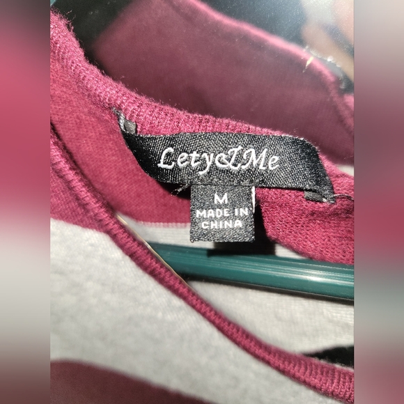 Maroon and gray striped blouse - Picture 2 of 3